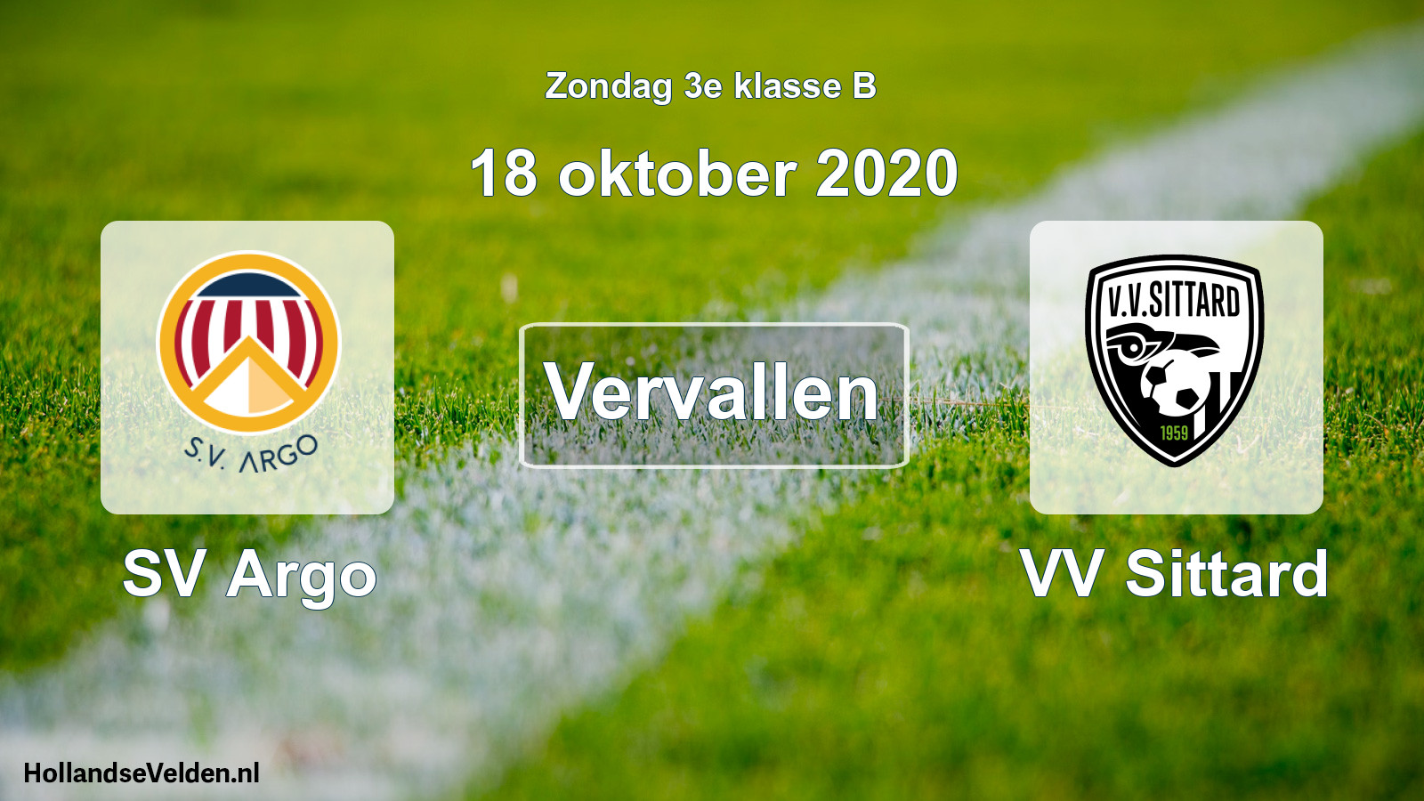 Scheduled Match: SV Argo - VV Sittard (18 October 2020)