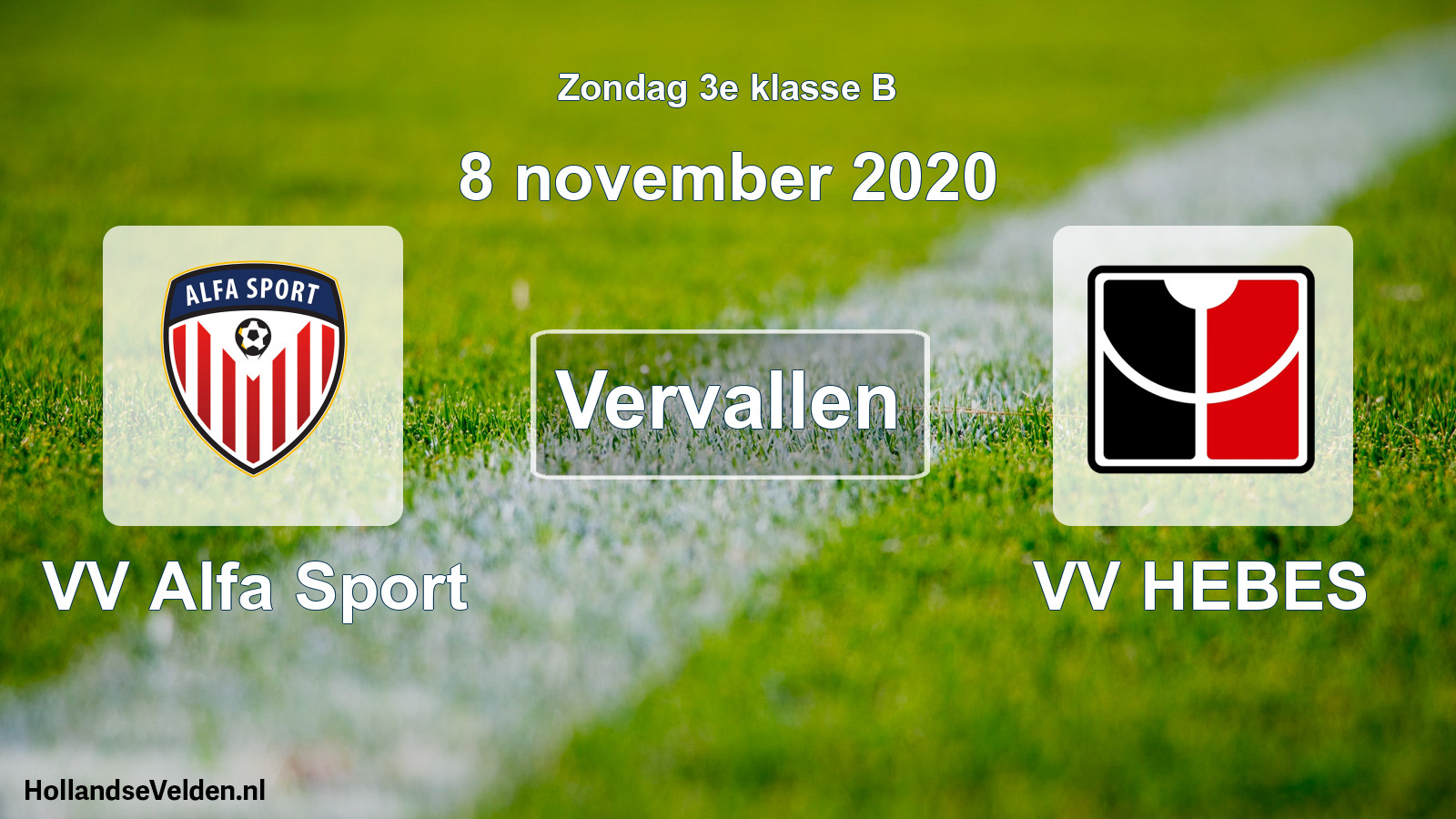 Scheduled Match: VV Alfa Sport - VV HEBES (8 November 2020)
