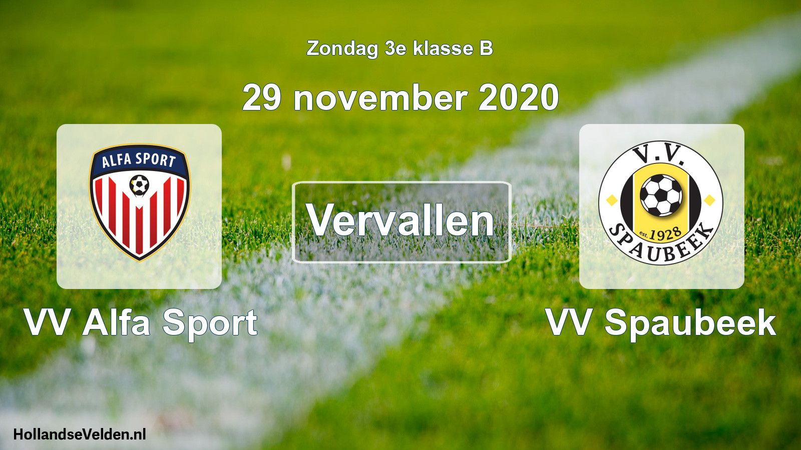 Scheduled Match: VV Alfa Sport - VV Spaubeek (29 November 2020)