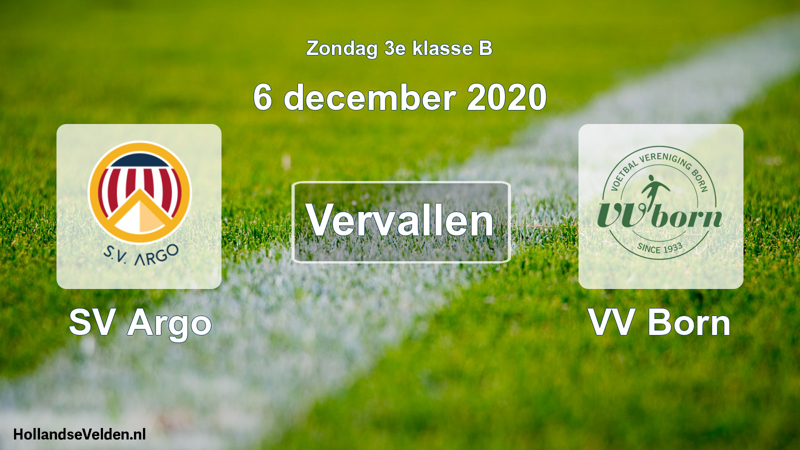 Scheduled Match: SV Argo - VV Born (6 December 2020)