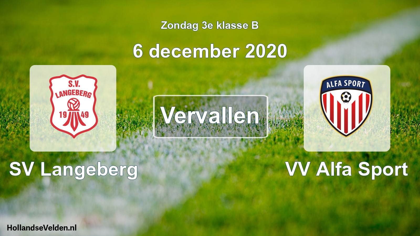 Scheduled Match: SV Langeberg - VV Alfa Sport (6 December 2020)