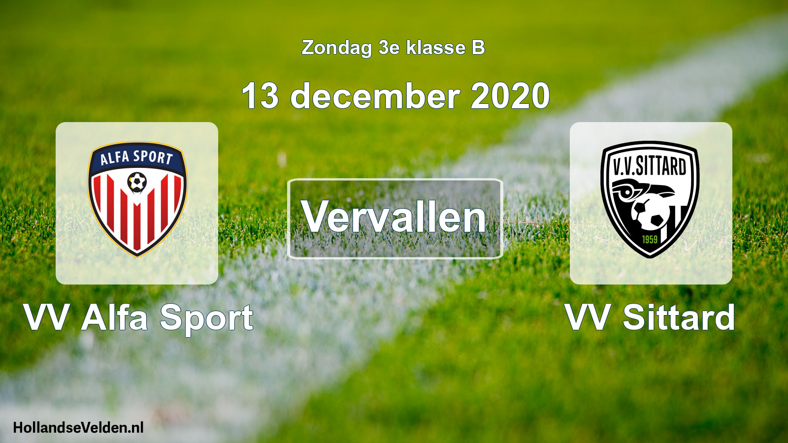 Scheduled Match: VV Alfa Sport - VV Sittard (13 December 2020)
