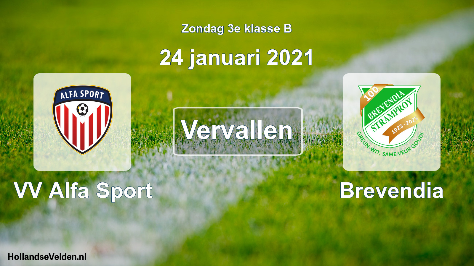 Scheduled Match: VV Alfa Sport - Brevendia (24 January 2021)