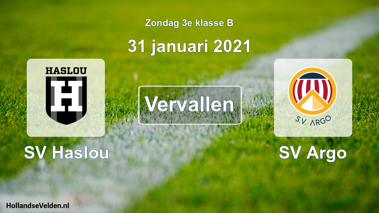 Scheduled Match: SV Haslou - SV Argo (31 January 2021)