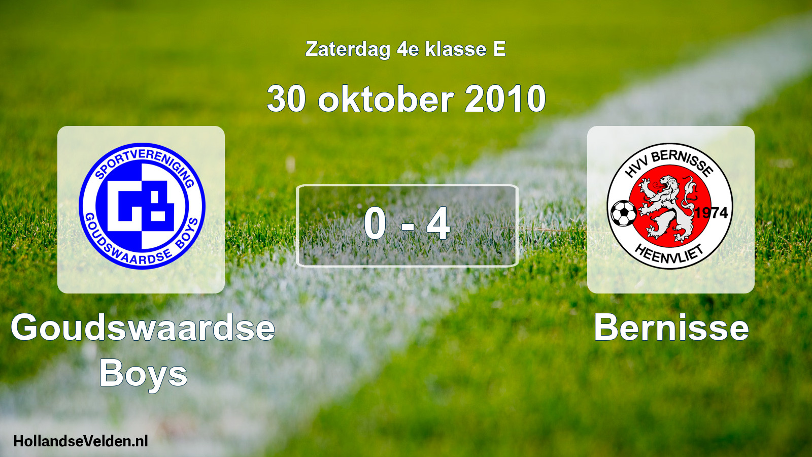 Total number of matches played: Goudswaardse Boys - Bernisse 0 - 4 (30 October 2010)