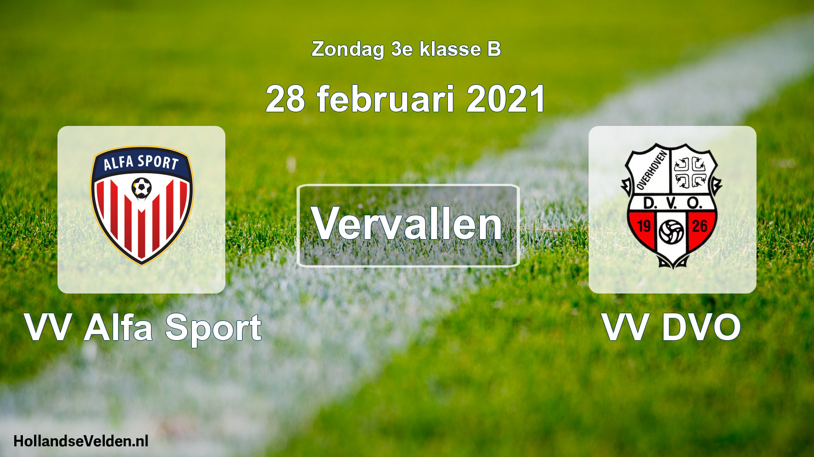 Scheduled Match: VV Alfa Sport - VV DVO (28 February 2021)
