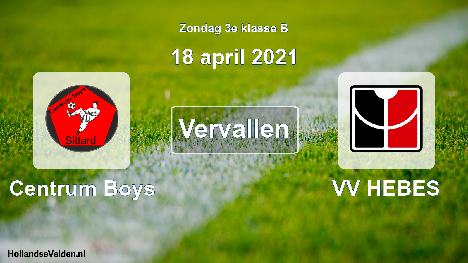 Scheduled Match: Centrum Boys - VV HEBES (18 April 2021)