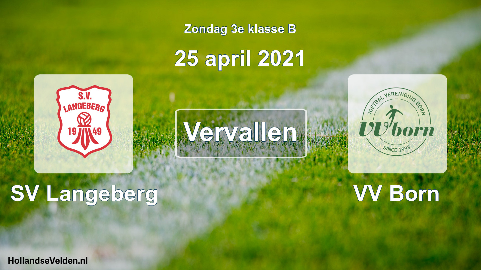 Scheduled Match: SV Langeberg - VV Born (25 April 2021)