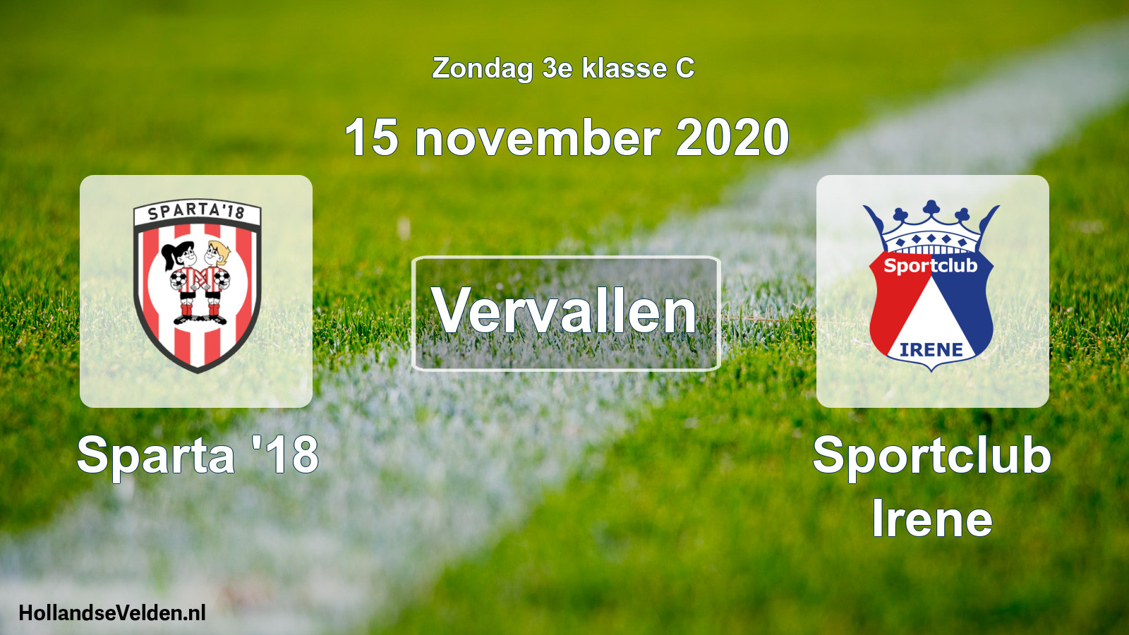 Scheduled Match: Sparta '18 - Sportclub Irene (15 November 2020)