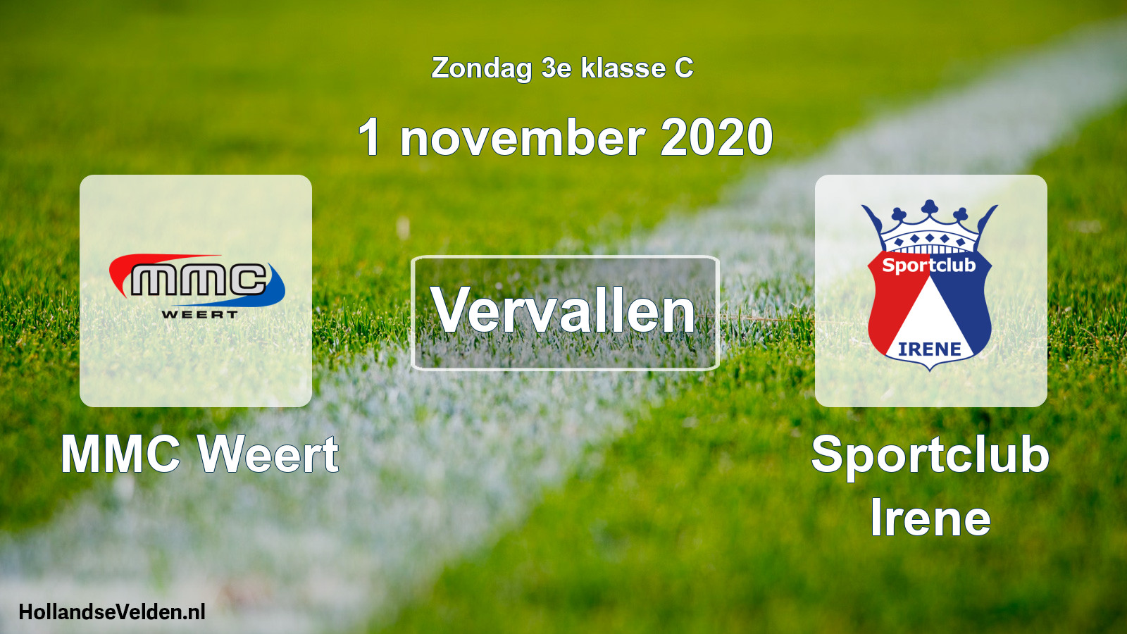 Scheduled Match: MMC Weert - Sportclub Irene (1 November 2020)
