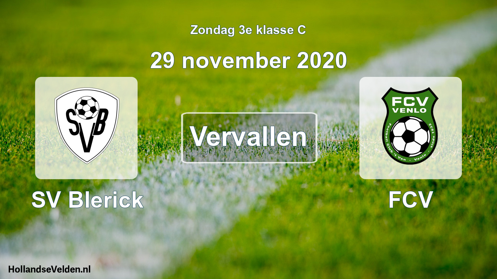 Scheduled Match: SV Blerick - FCV (29 November 2020)