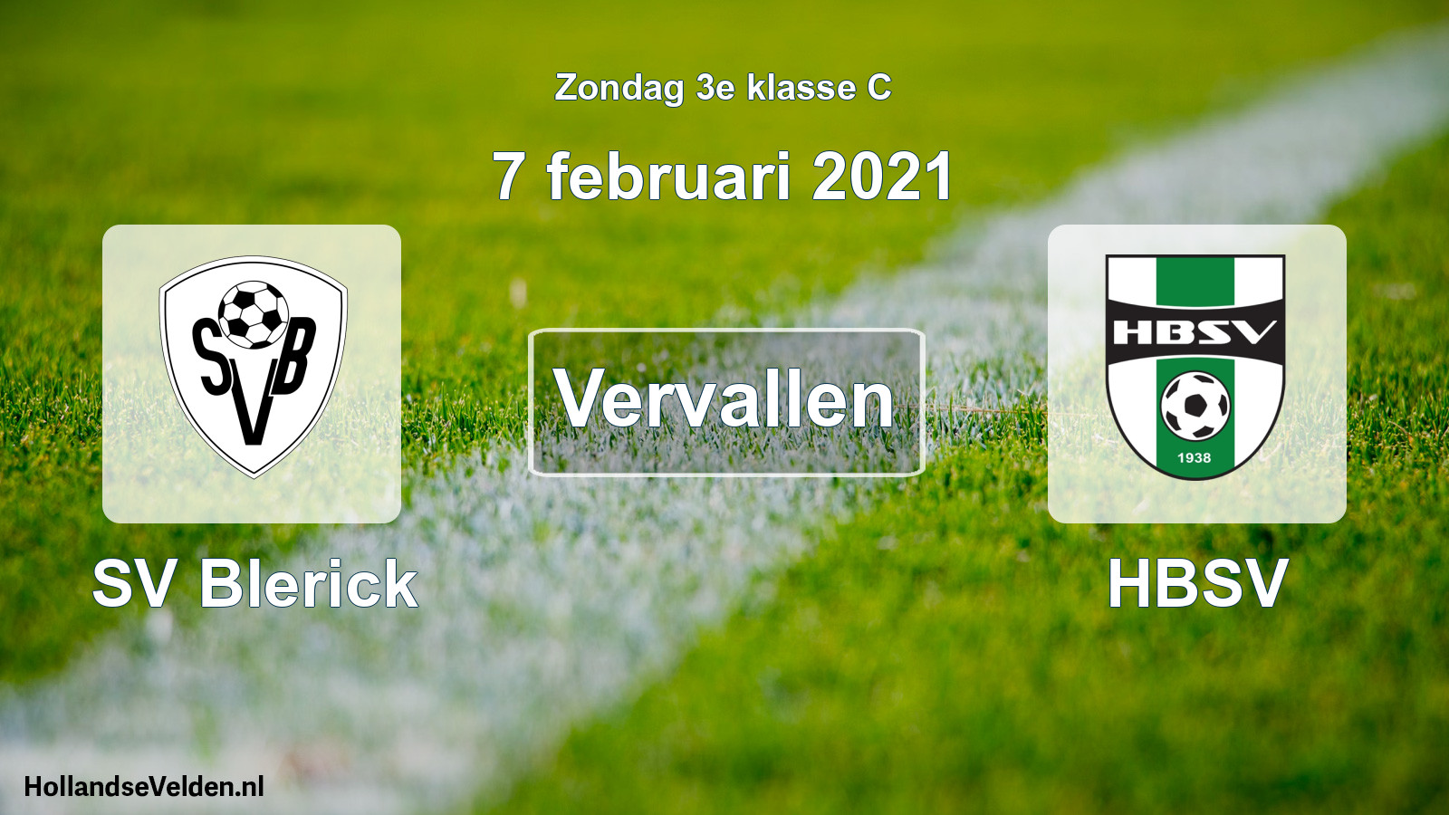 Scheduled Match: SV Blerick - HBSV (7 February 2021)