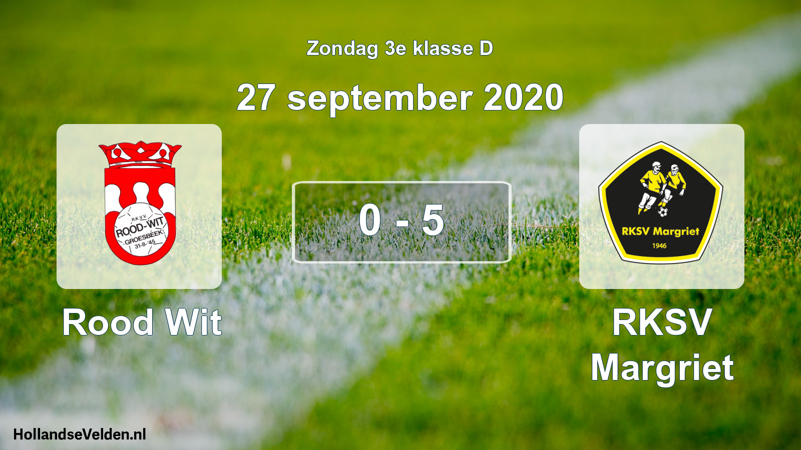 Total number of matches played: Rood Wit - RKSV Margriet 0 - 5 (27 September 2020)