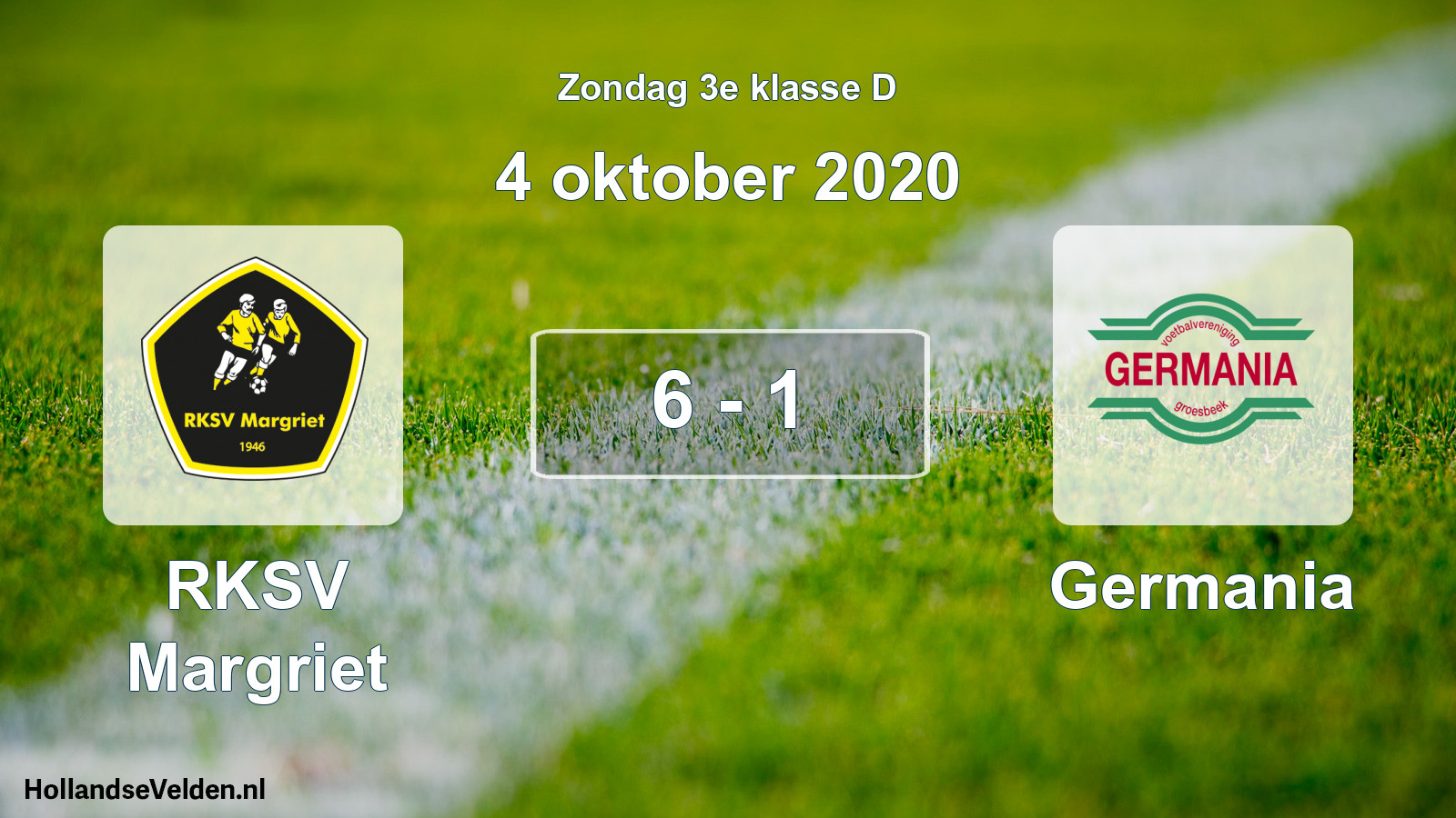 Total number of matches played: RKSV Margriet - Germania 6 - 1 (4 October 2020)
