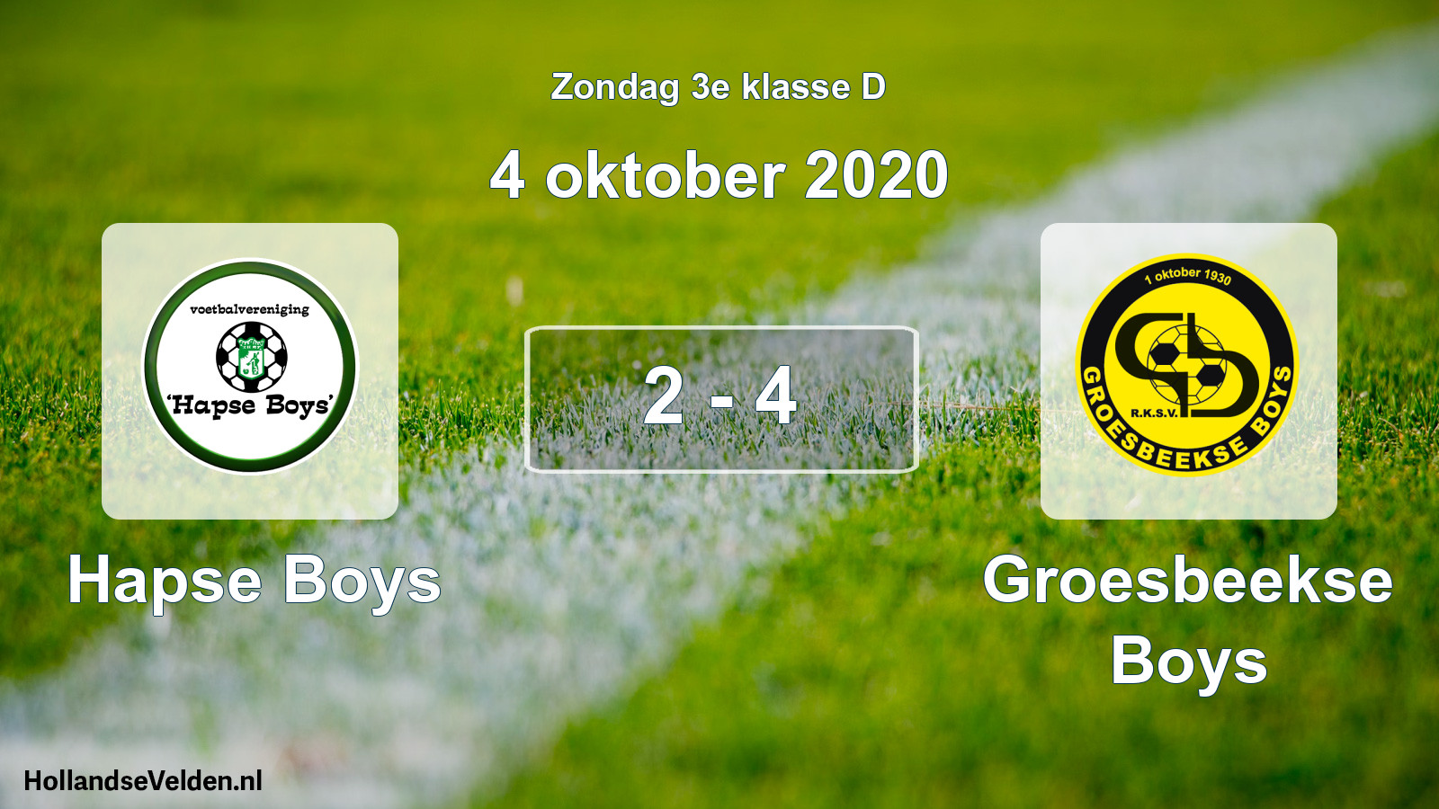 Total number of matches played: Hapse Boys - Groesbeekse Boys 2 - 4 (4 October 2020)