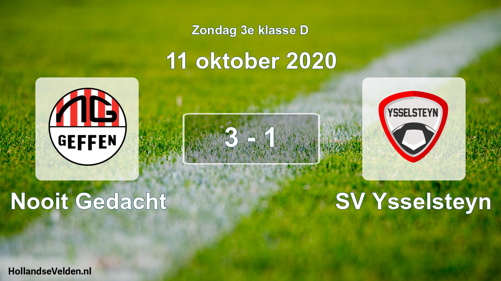 Total number of matches played: Nooit Gedacht - SV Ysselsteyn 3 - 1 (11 October 2020)