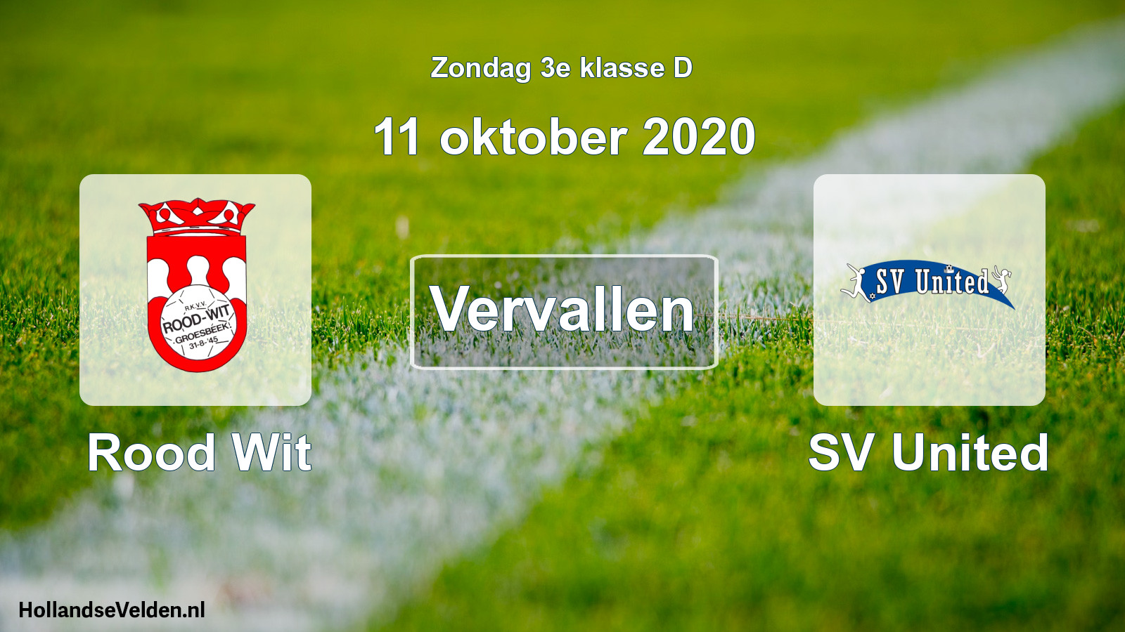 Scheduled Match: Rood Wit - SV United (11 October 2020)