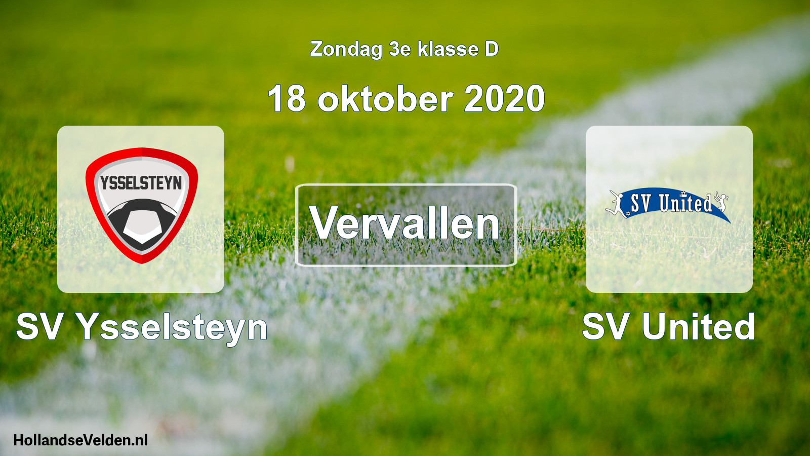 Scheduled Match: SV Ysselsteyn - SV United (18 October 2020)