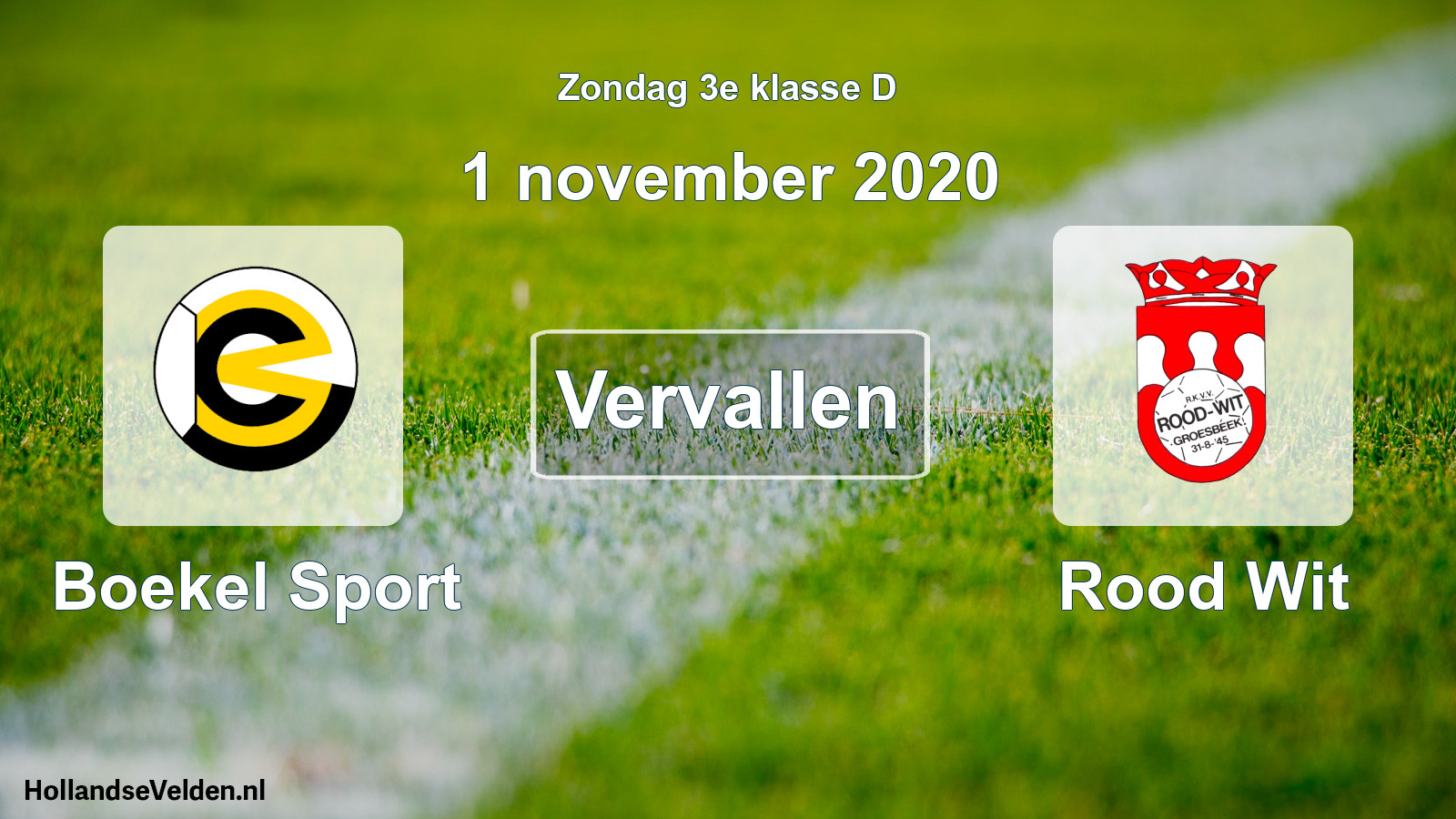 Scheduled Match: Boekel Sport - Rood Wit (1 November 2020)