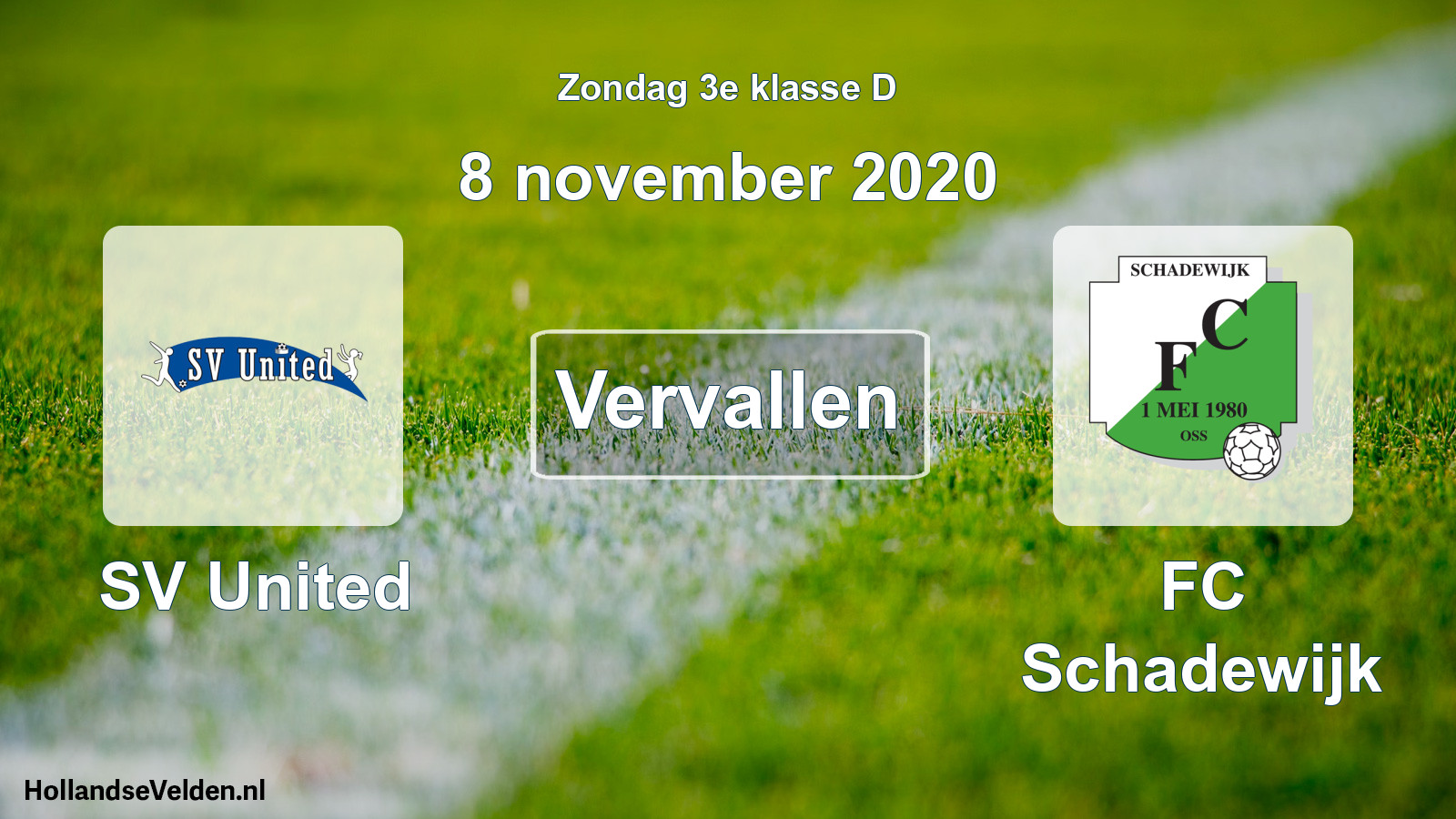 Scheduled Match: SV United - FC Schadewijk (8 November 2020)