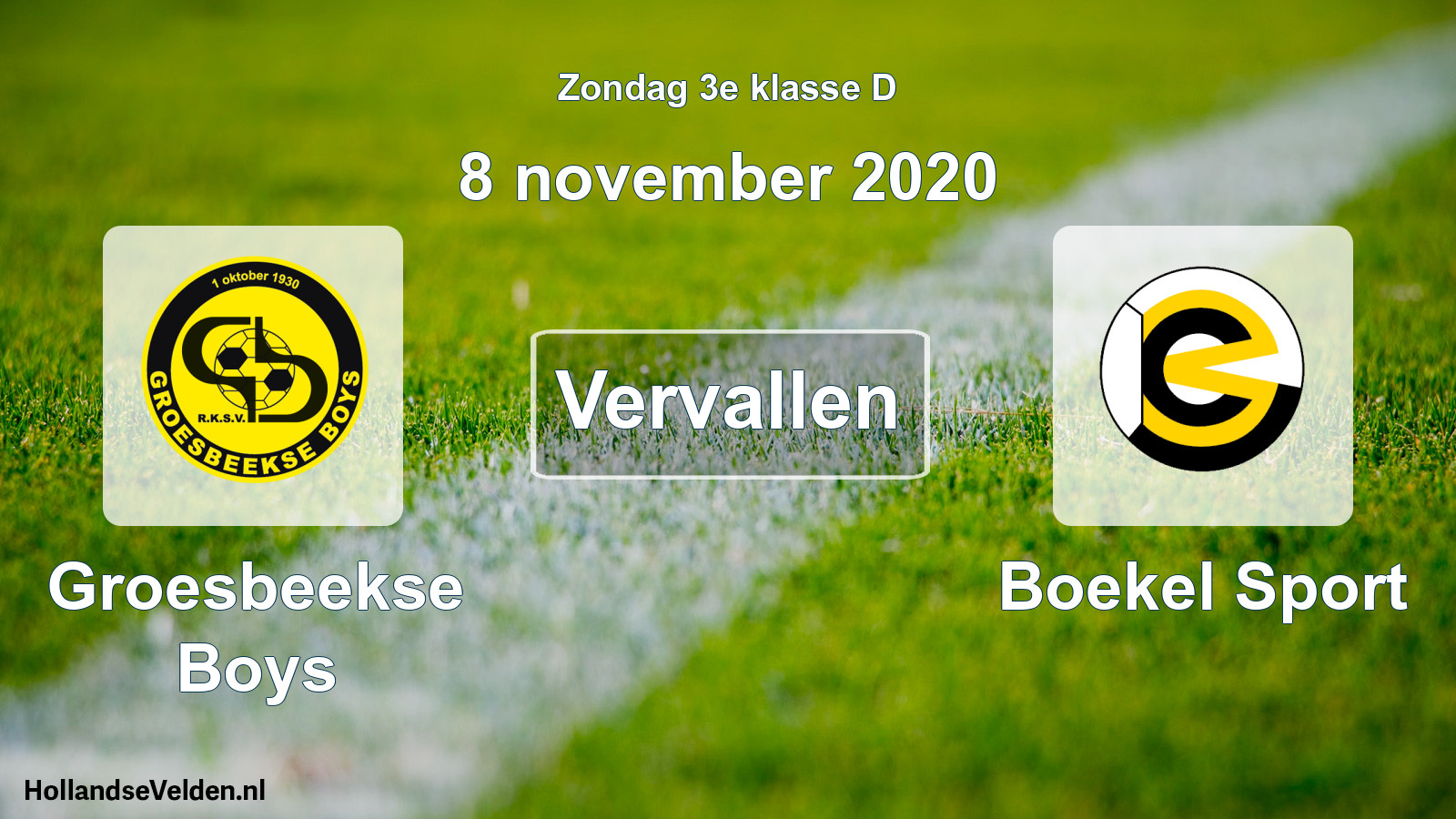 Scheduled Match: Groesbeekse Boys - Boekel Sport (8 November 2020)