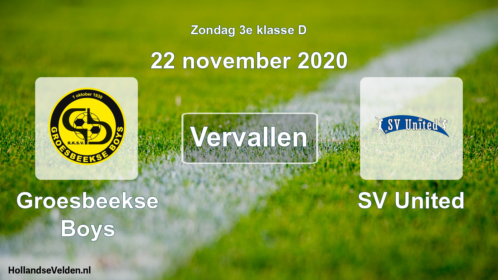 Scheduled Match: Groesbeekse Boys - SV United (22 November 2020)