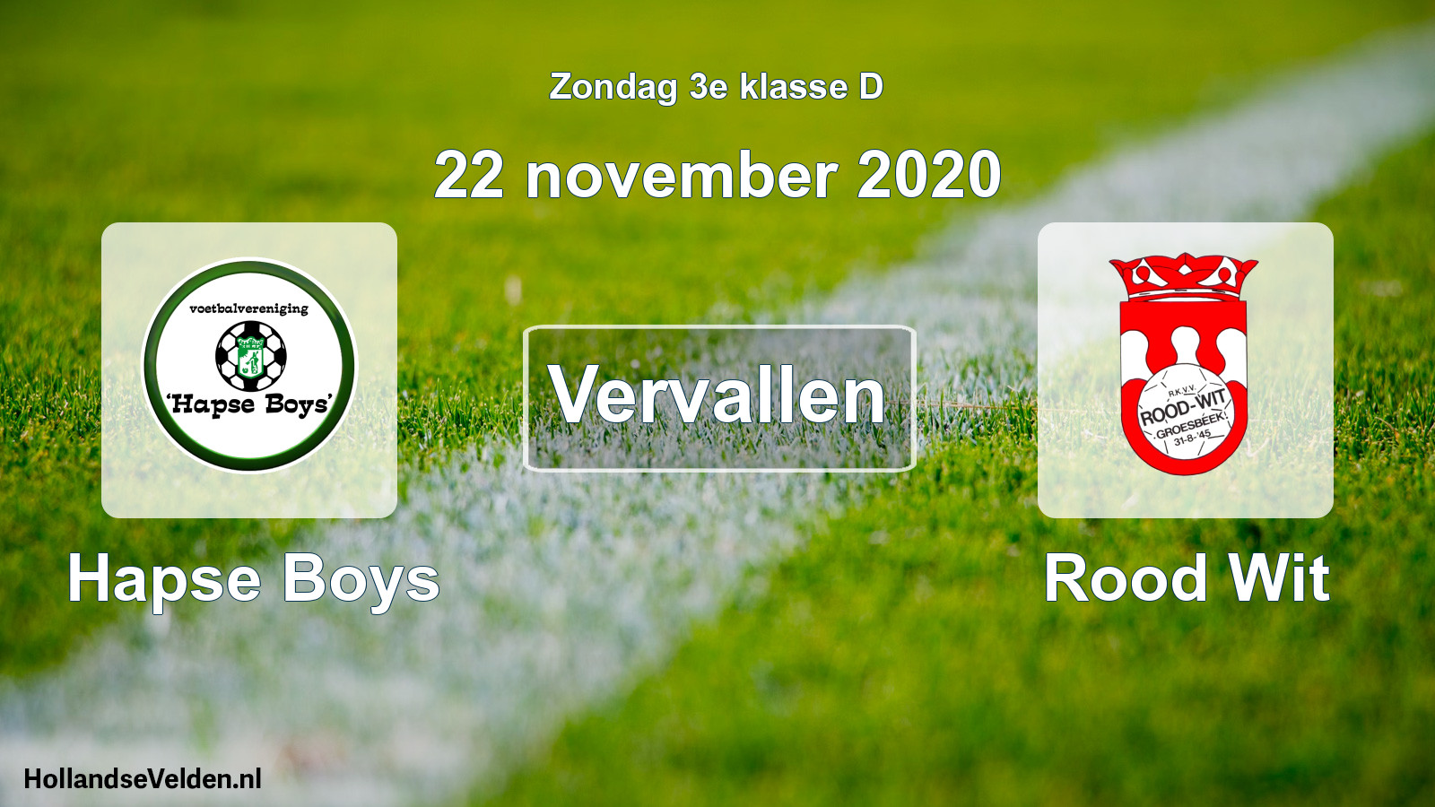 Scheduled Match: Hapse Boys - Rood Wit (22 November 2020)