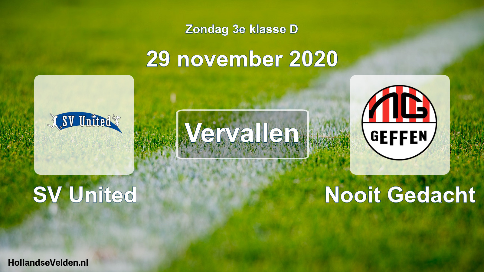 Scheduled Match: SV United - Nooit Gedacht (29 November 2020)