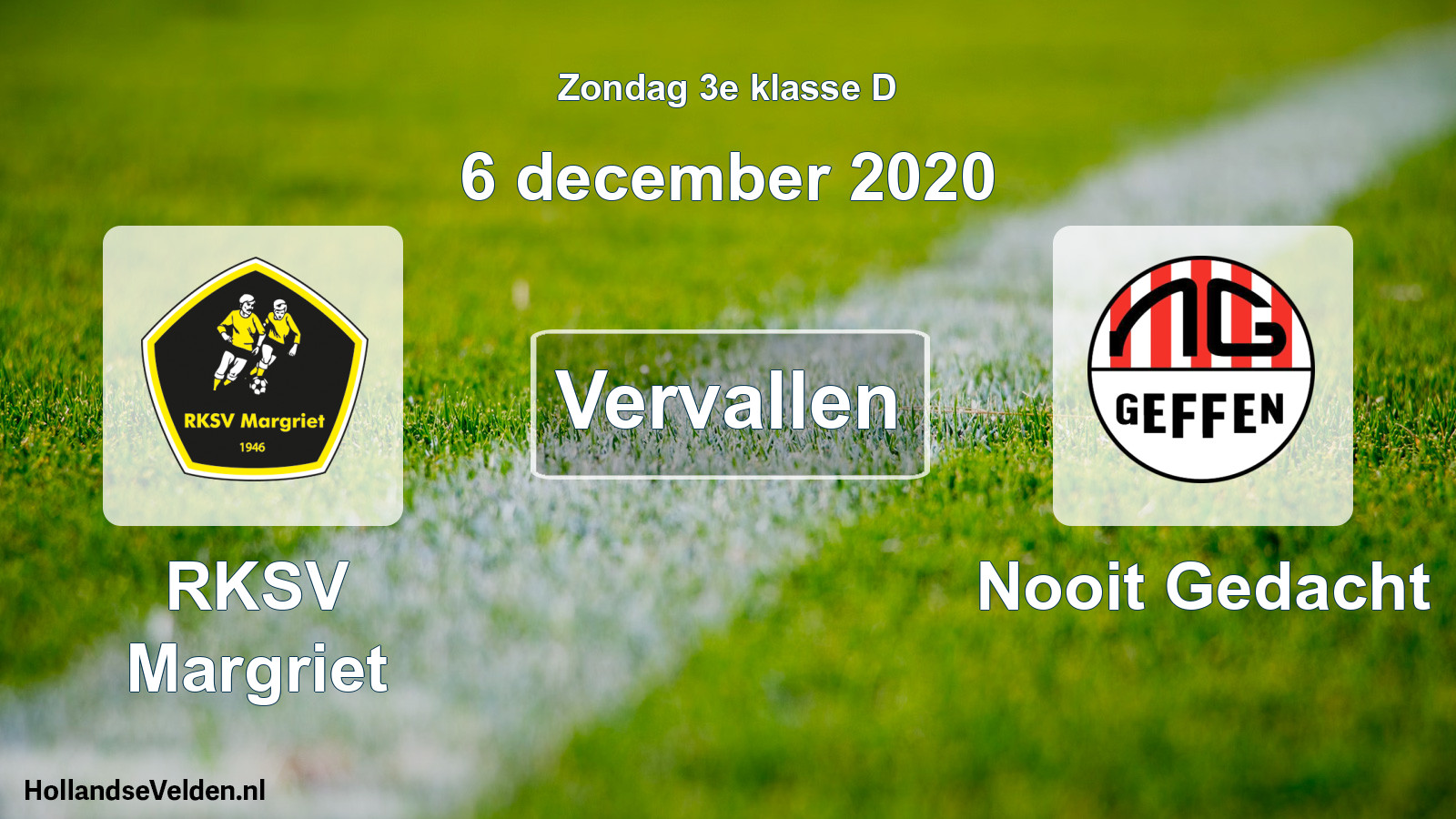 Scheduled Match: RKSV Margriet - Nooit Gedacht (6 December 2020)