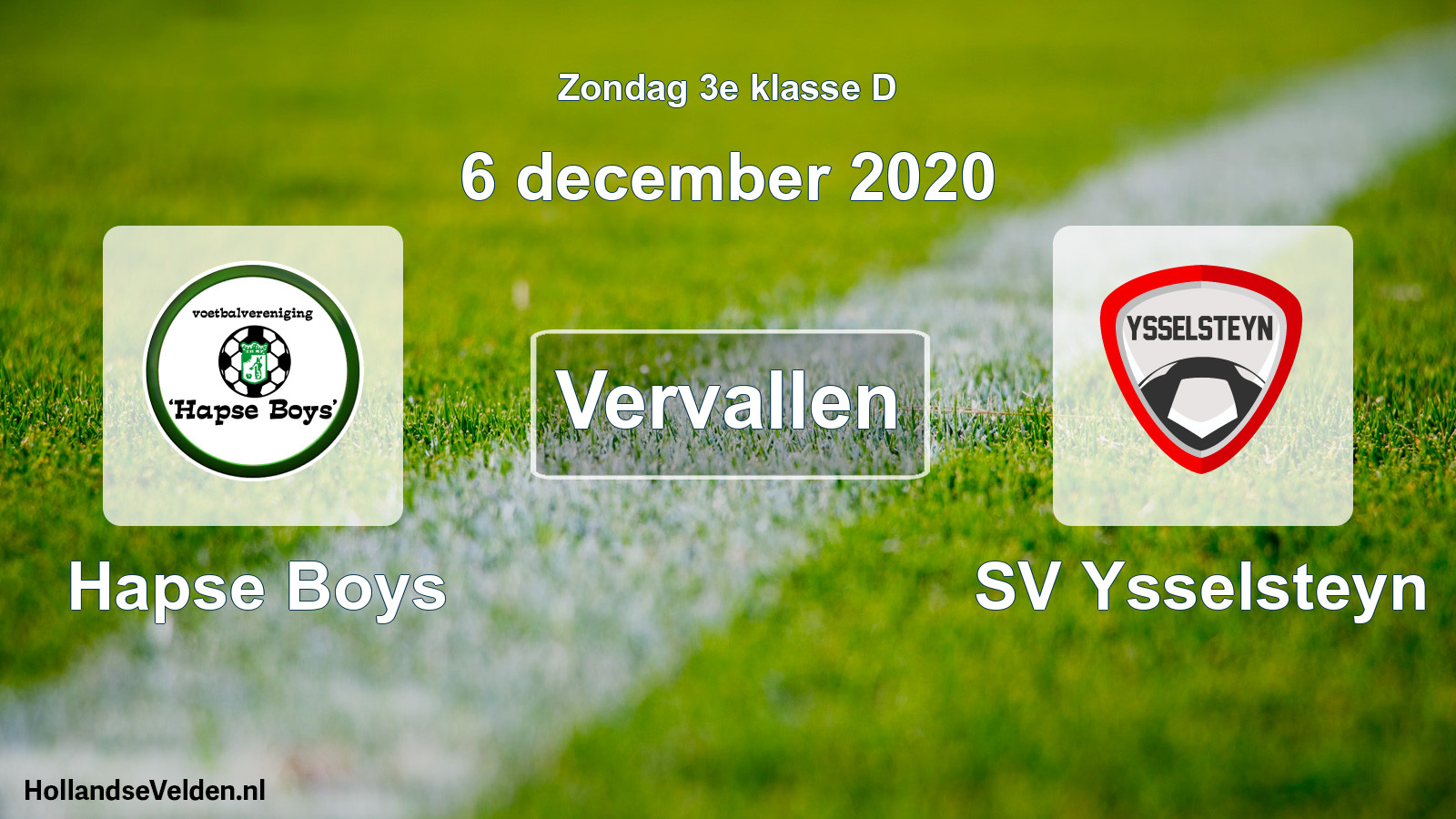 Scheduled Match: Hapse Boys - SV Ysselsteyn (6 December 2020)