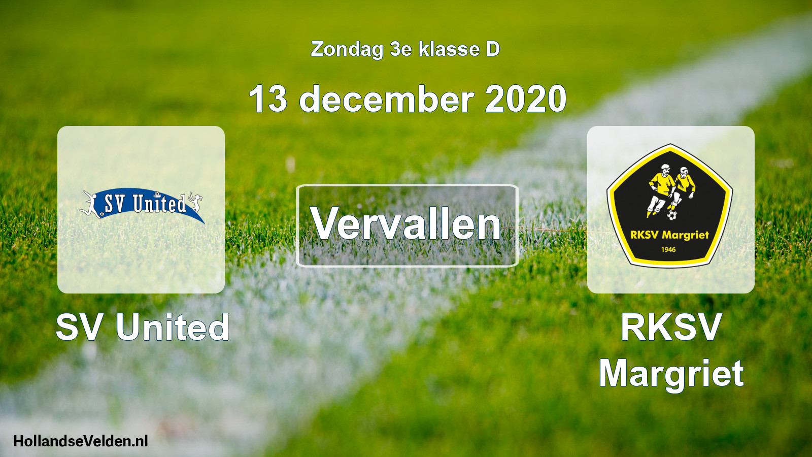 Scheduled Match: SV United - RKSV Margriet (13 December 2020)