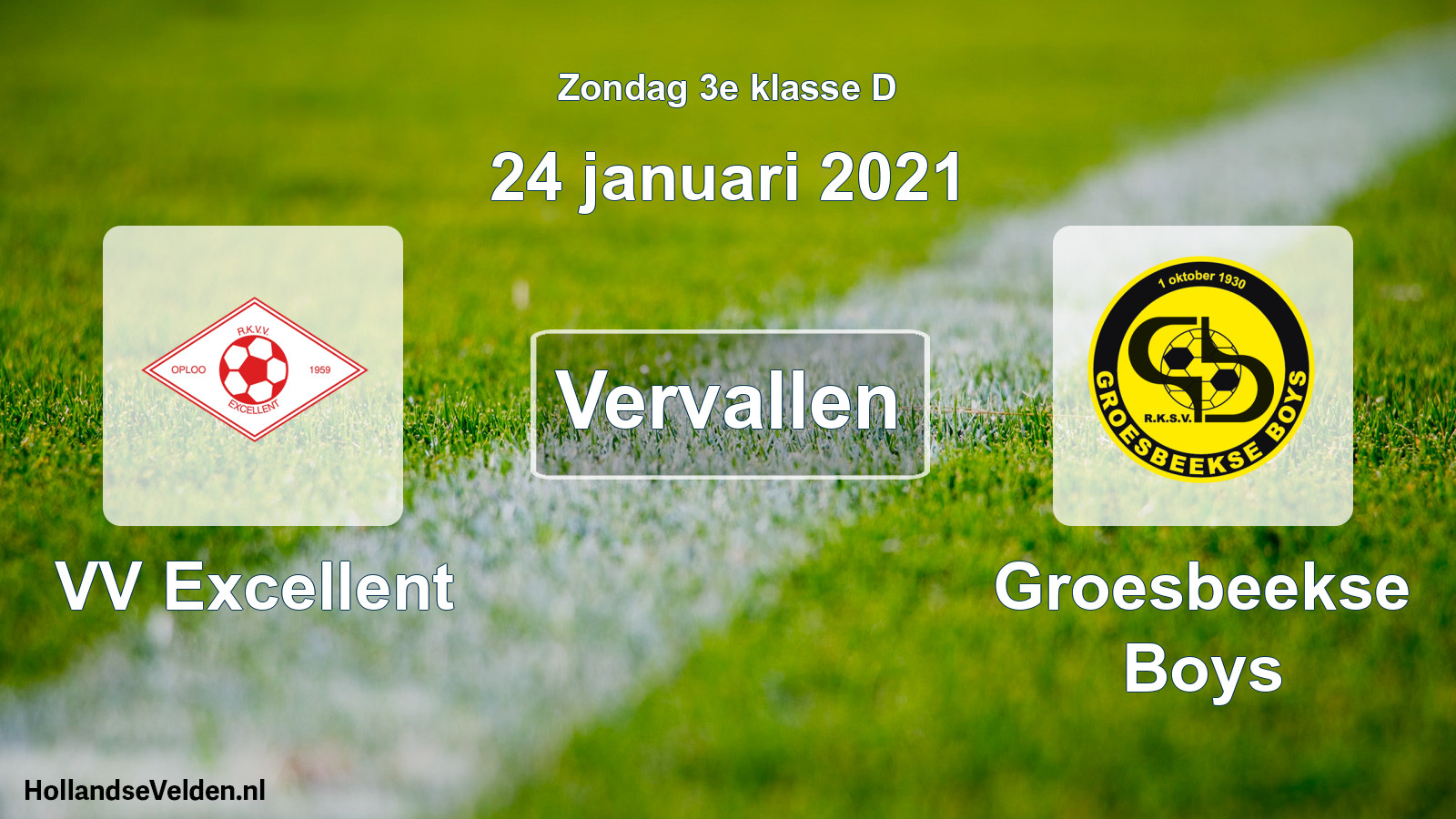 Scheduled Match: VV Excellent - Groesbeekse Boys (24 January 2021)