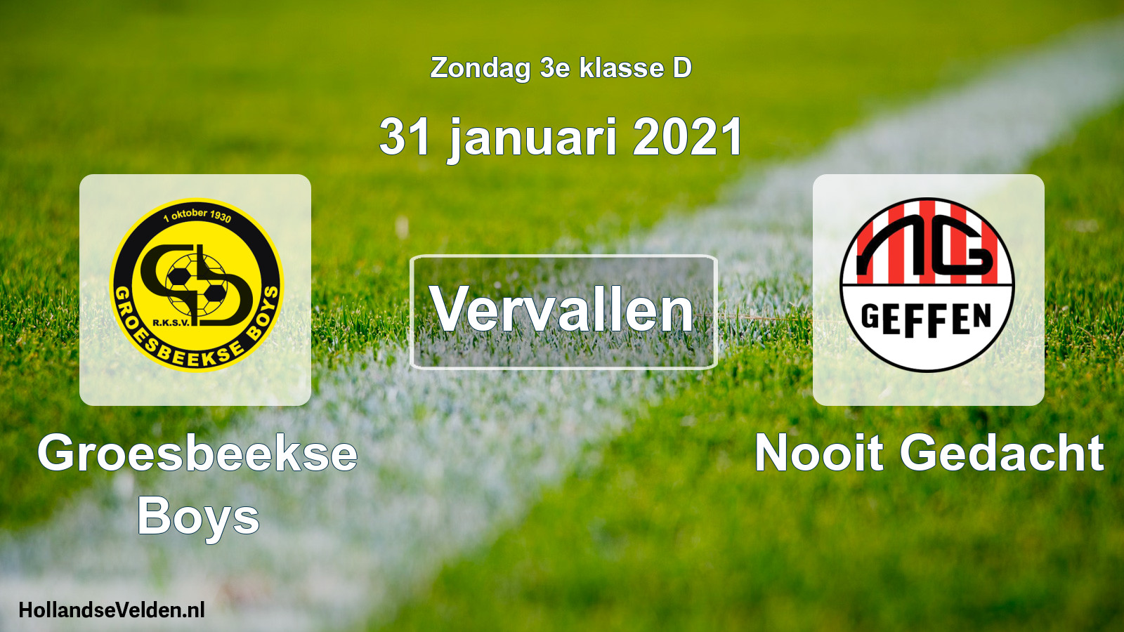 Scheduled Match: Groesbeekse Boys - Nooit Gedacht (31 January 2021)