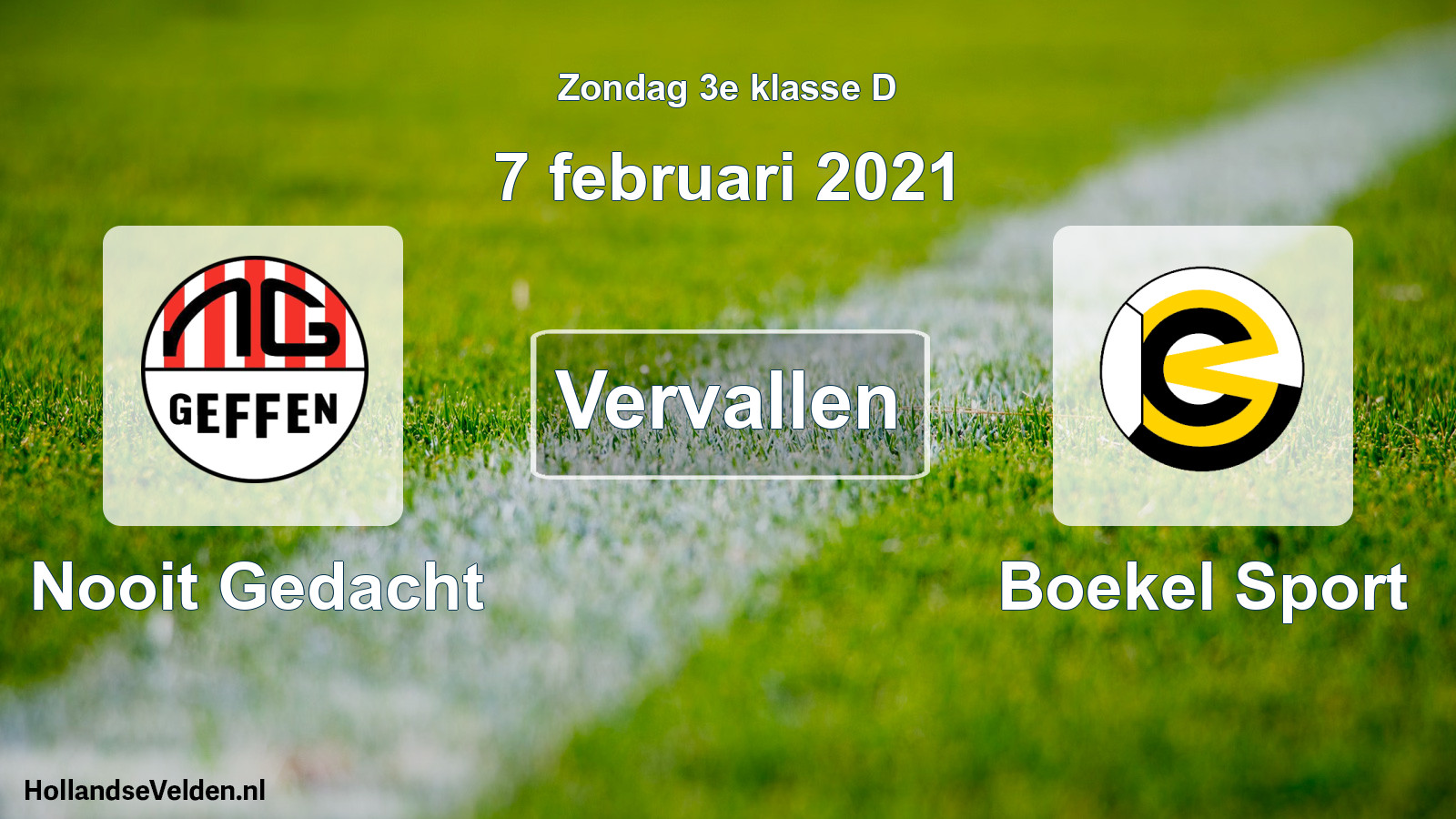 Scheduled Match: Nooit Gedacht - Boekel Sport (7 February 2021)