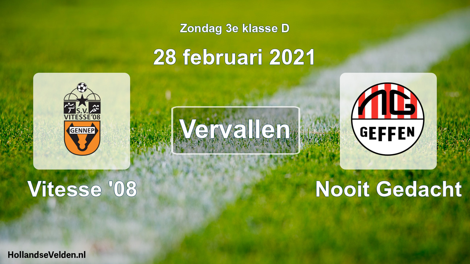 Scheduled Match: Vitesse '08 - Nooit Gedacht (28 February 2021)