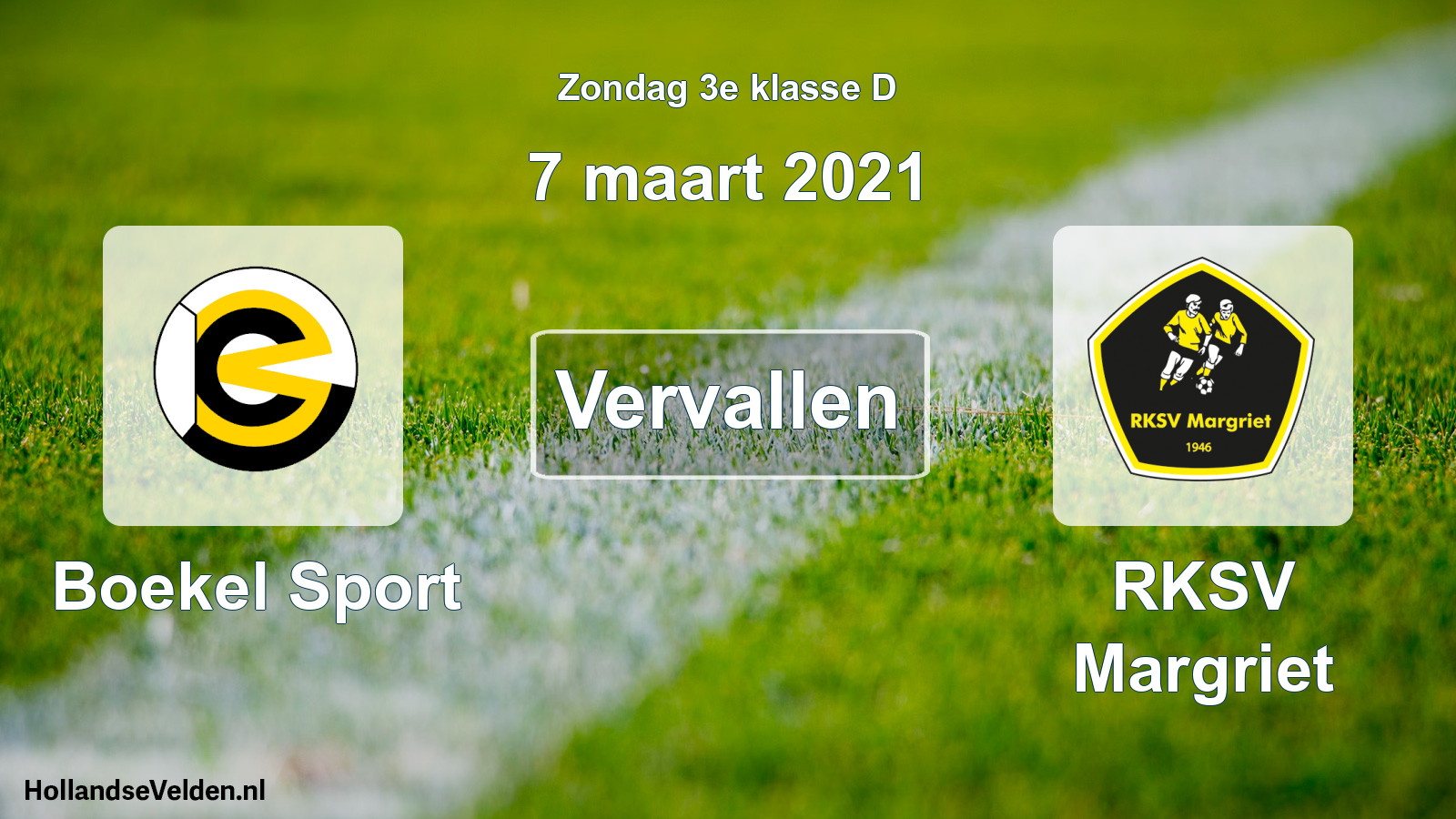 Scheduled Match: Boekel Sport - RKSV Margriet (7 March 2021)