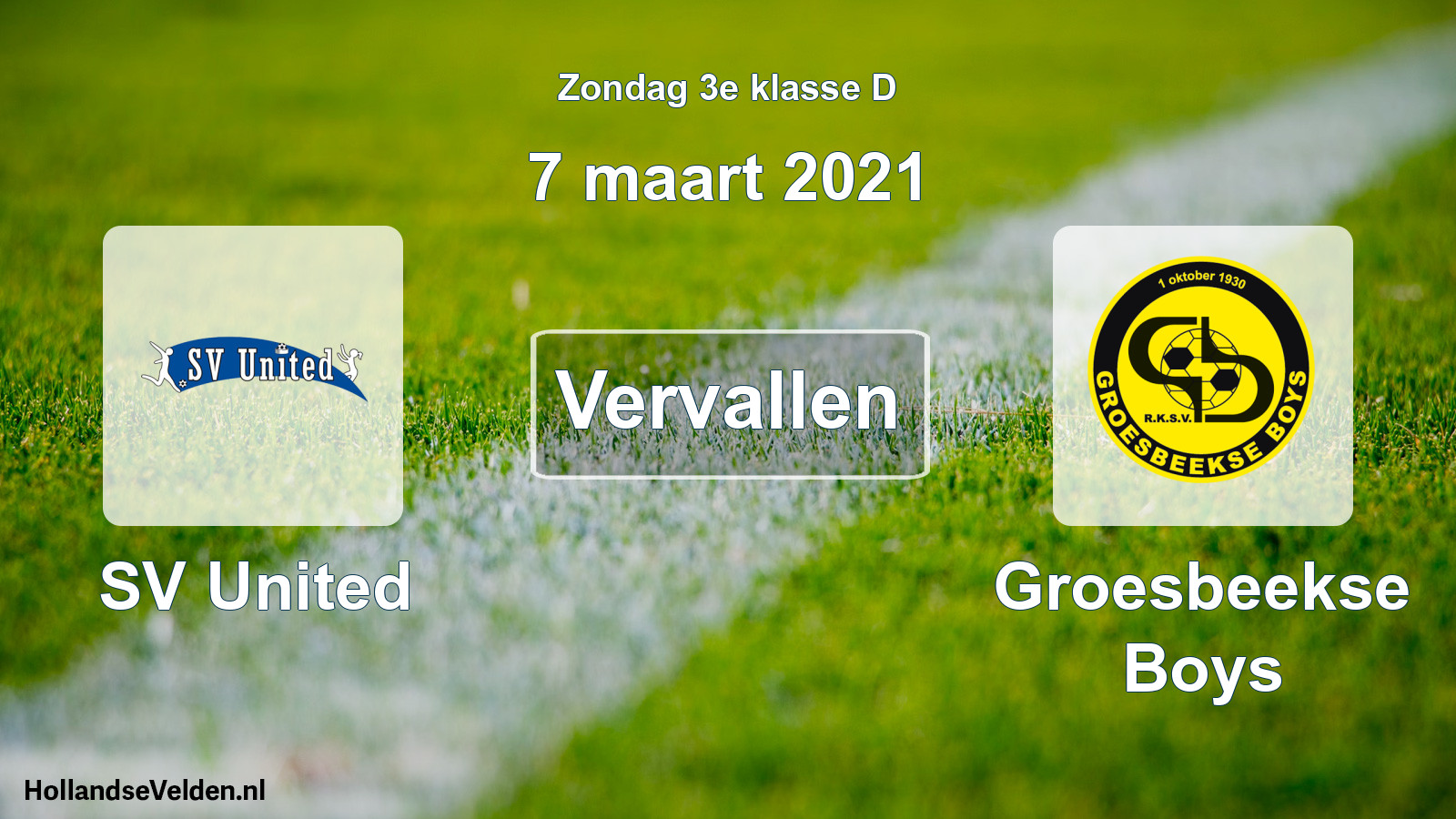 Scheduled Match: SV United - Groesbeekse Boys (7 March 2021)