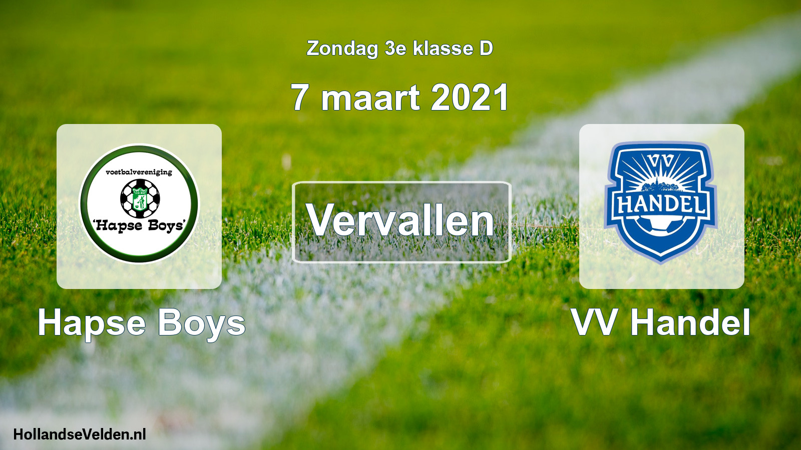 Scheduled Match: Hapse Boys - VV Handel (7 March 2021)