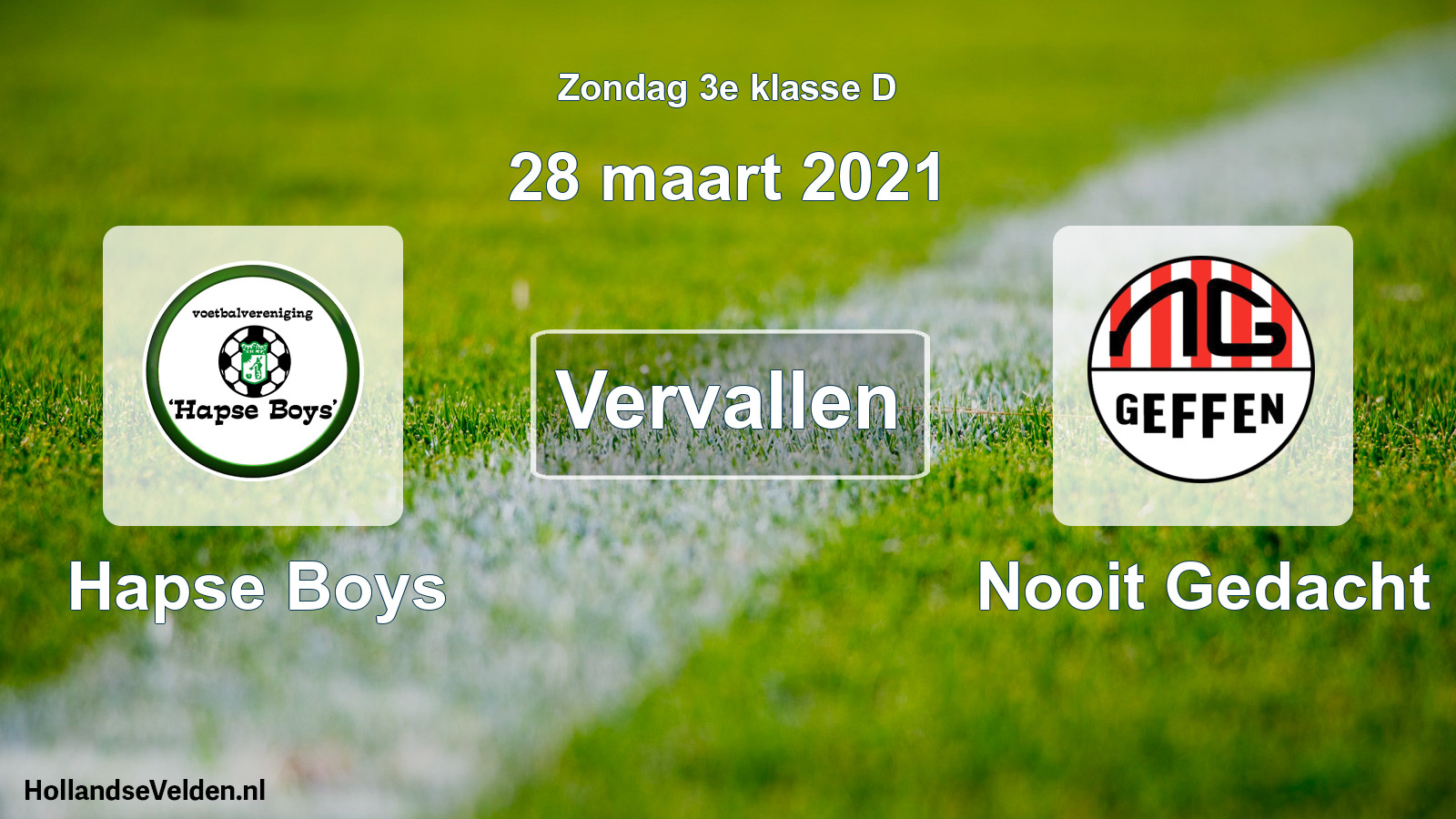 Scheduled Match: Hapse Boys - Nooit Gedacht (28 March 2021)