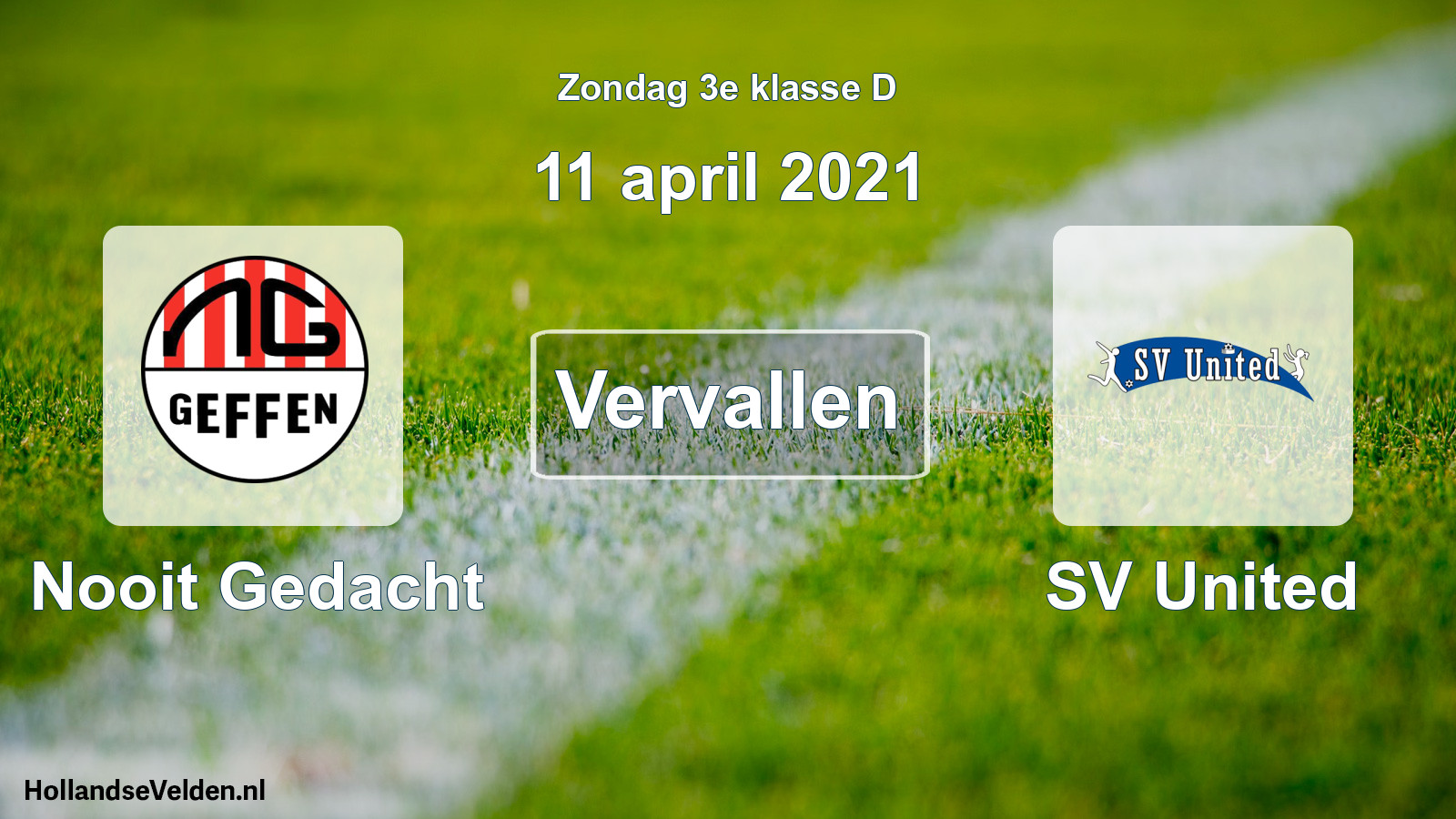 Scheduled Match: Nooit Gedacht - SV United (11 April 2021)