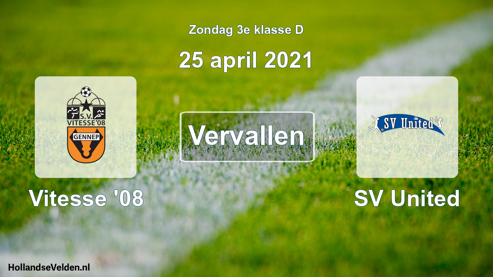Scheduled Match: Vitesse '08 - SV United (25 April 2021)