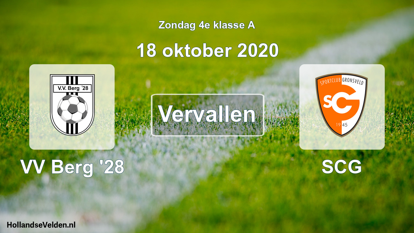 Scheduled Match: VV Berg '28 - SCG (18 October 2020)