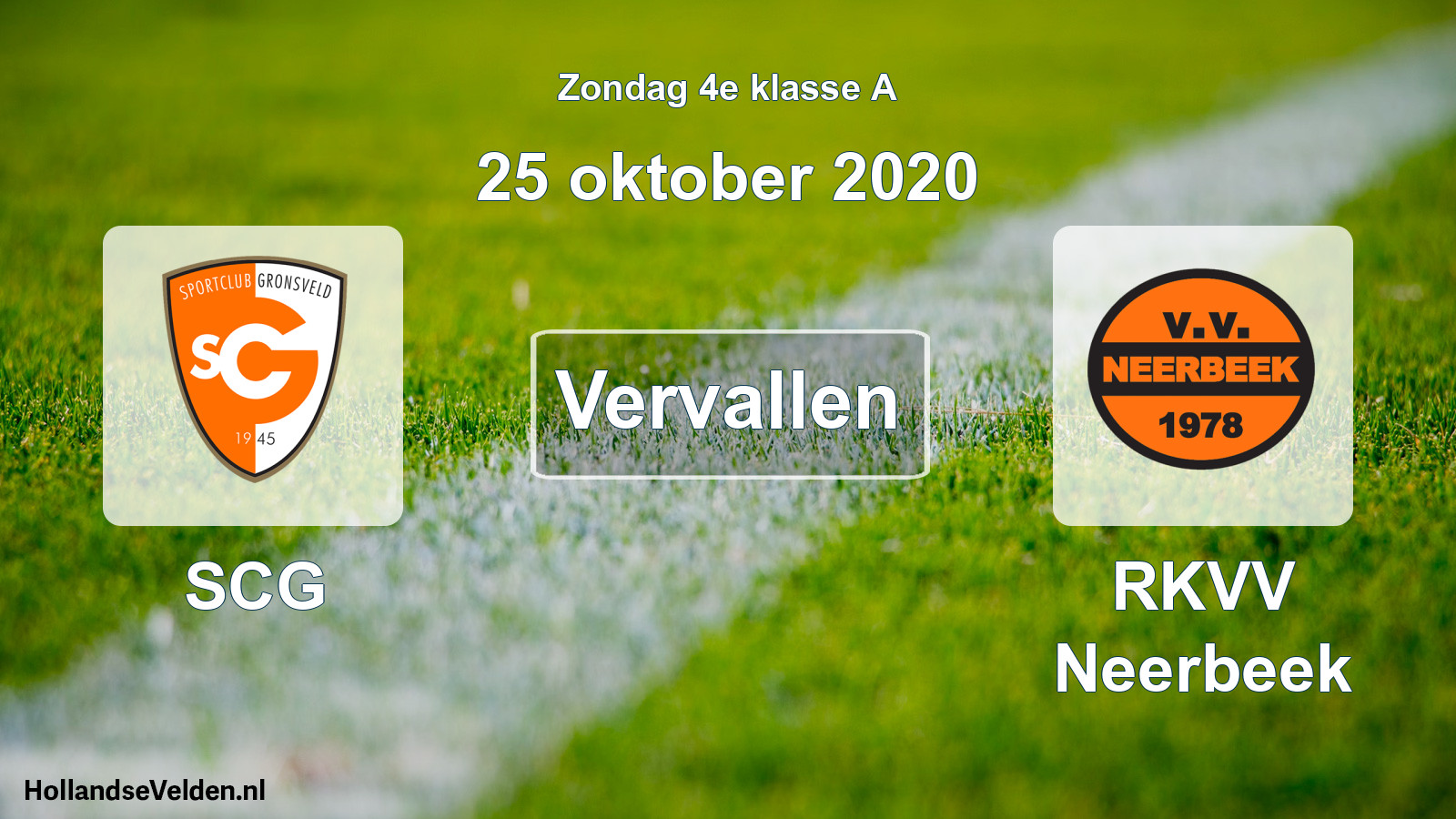 Scheduled Match: SCG - RKVV Neerbeek (25 October 2020)