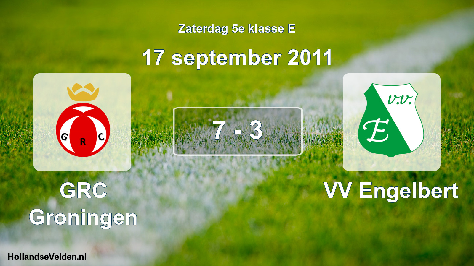 Total number of matches played: GRC Groningen - VV Engelbert 7 - 3 (17 September 2011)