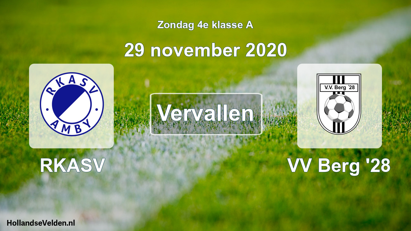 Scheduled Match: RKASV - VV Berg '28 (29 November 2020)