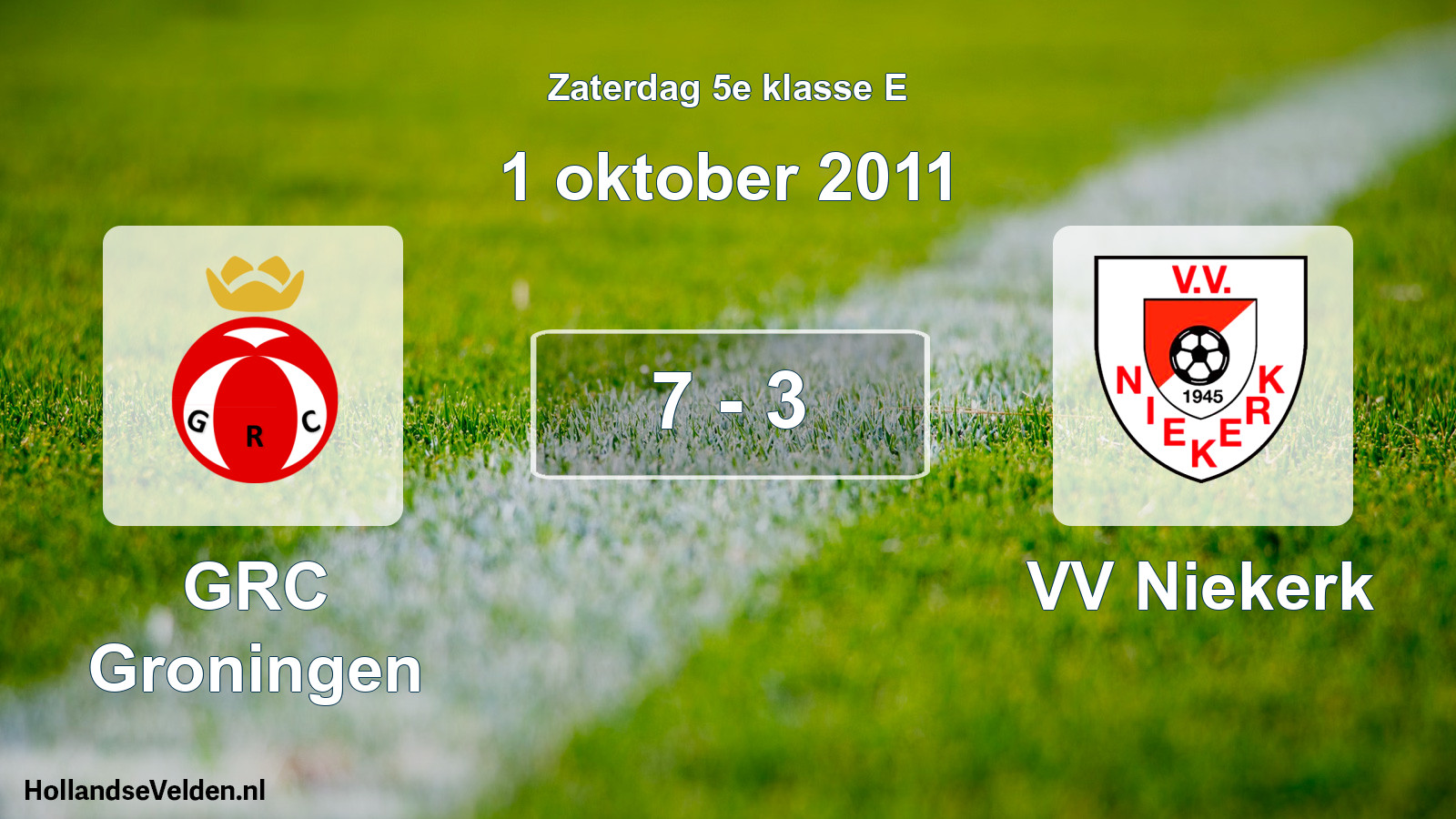 Total number of matches played: GRC Groningen - VV Niekerk 7 - 3 (1 October 2011)