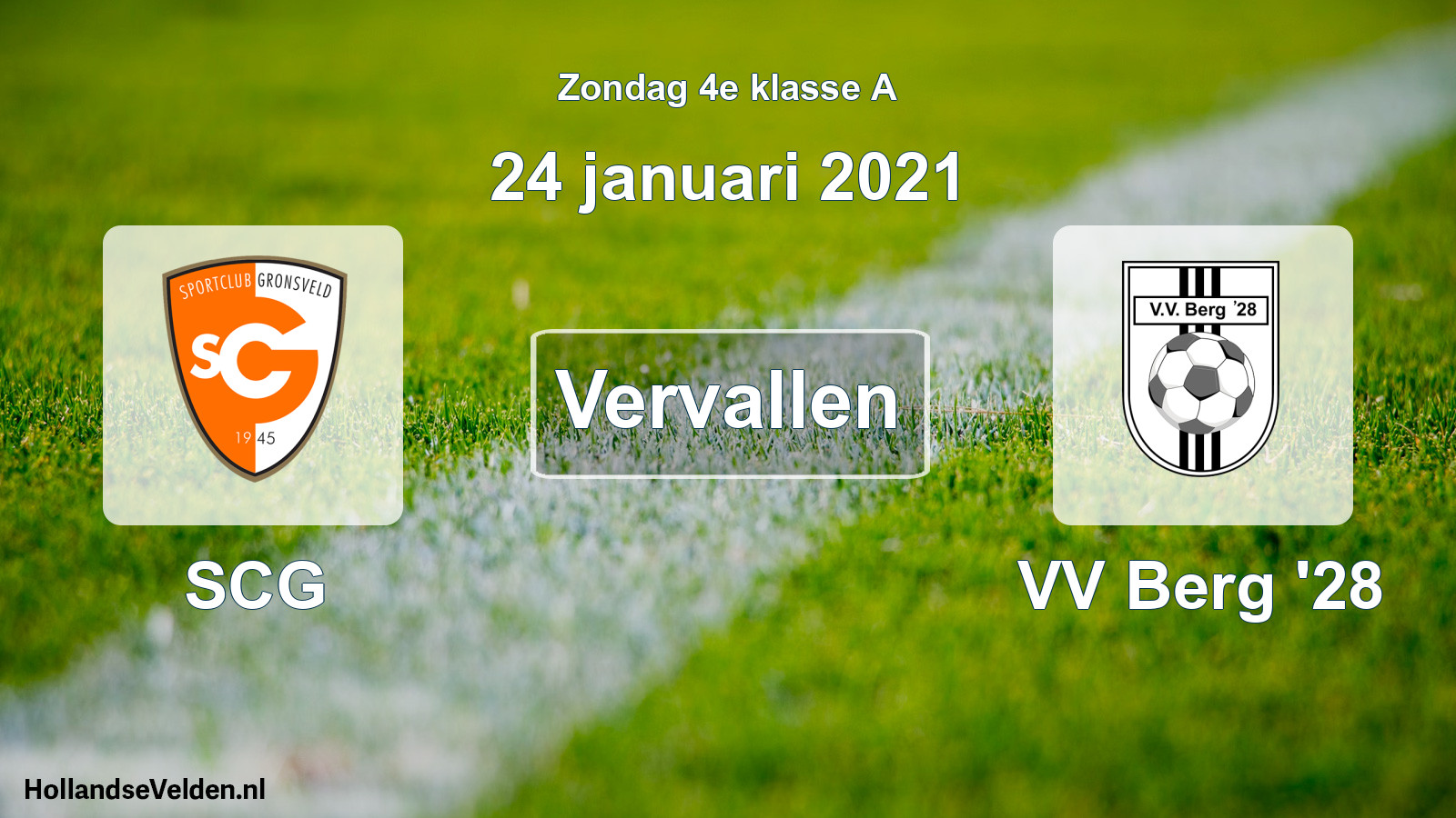 Scheduled Match: SCG - VV Berg '28 (24 January 2021)