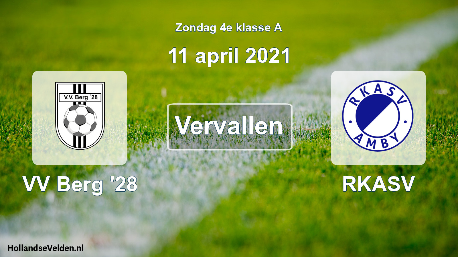 Scheduled Match: VV Berg '28 - RKASV (11 April 2021)