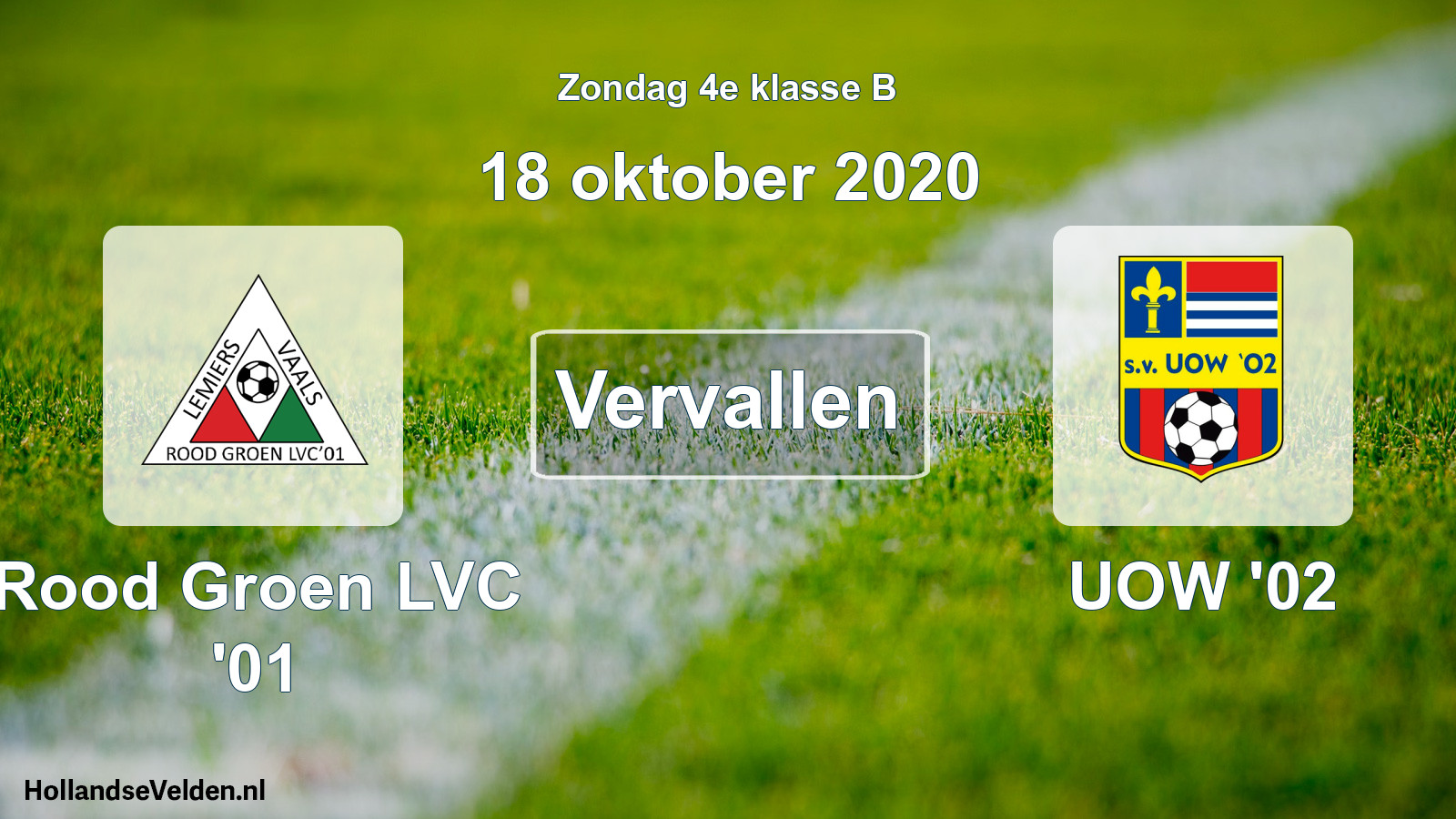 Scheduled Match: Rood Groen LVC '01 - UOW '02 (18 October 2020)