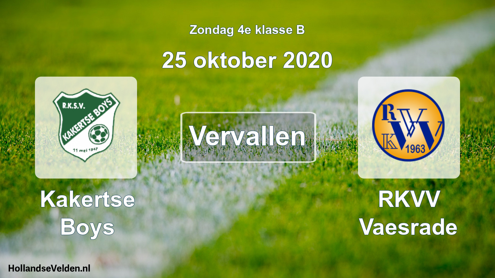 Scheduled Match: Kakertse Boys - RKVV Vaesrade (25 October 2020)